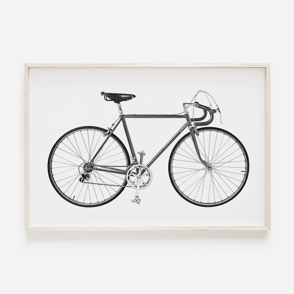 Vintage Road Bicycle Black White Minimalist Cycling Photo Poster