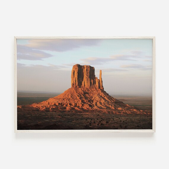 Monument Valley Butte Glowing At Sunset Red Desert Landscape Poster