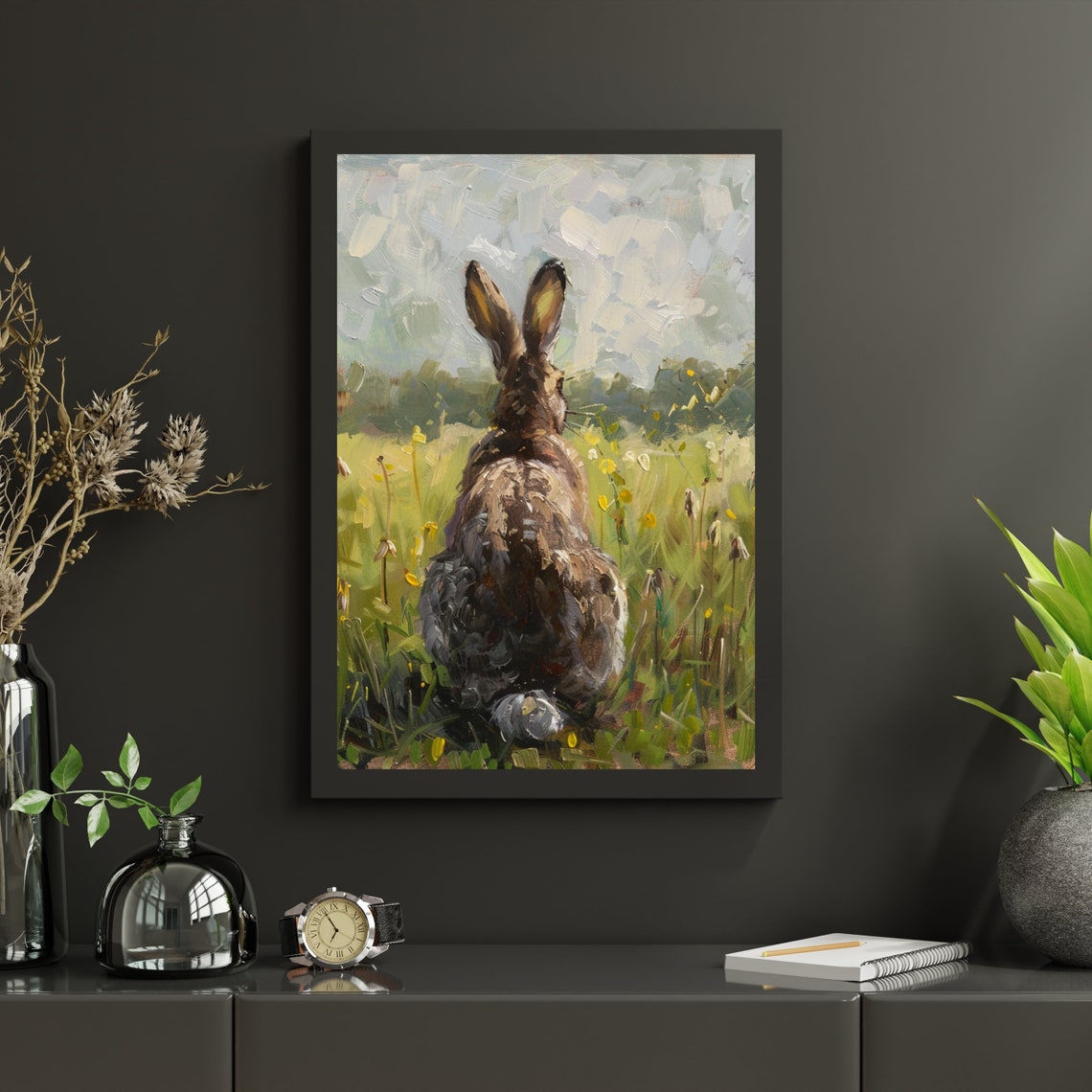 Rabbit In Wildflower Meadow Impressionist Bunny Painting Poster - Image 3