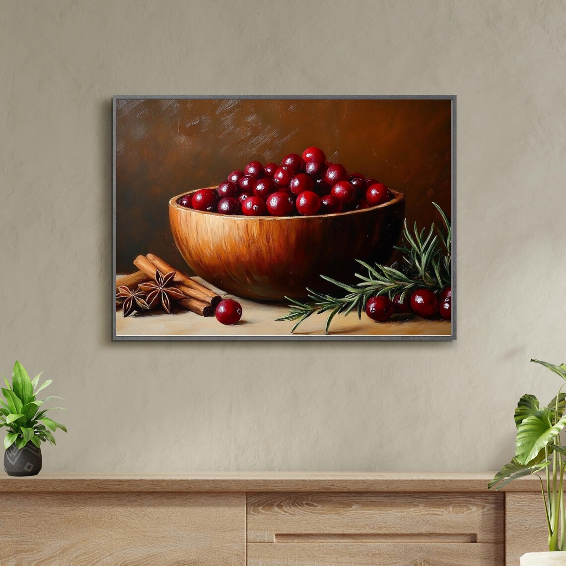 Cranberry Bowl Cinnamon Star Anise Holiday Still Life Poster - Image 2