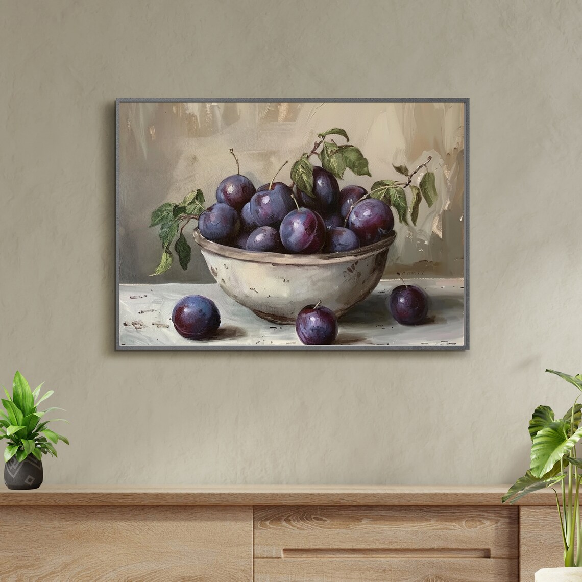 Moody Plums Vintage Fruit Still Life Art Print - Image 4