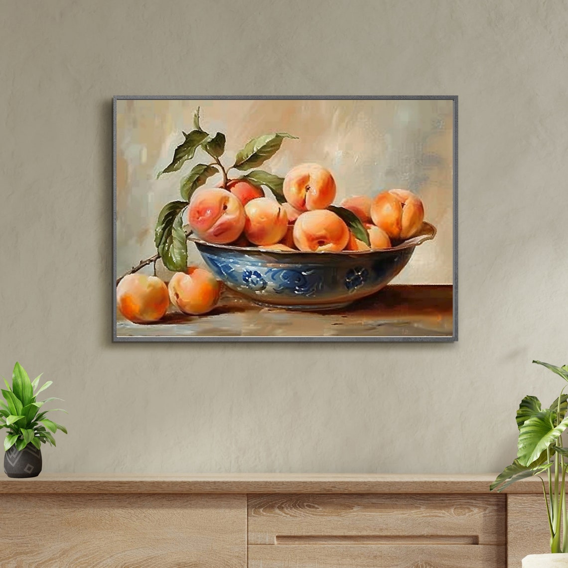 Sunlit Apricots in a Blue Ceramic Bowl Kitchen Still Life Wall Art - Image 6