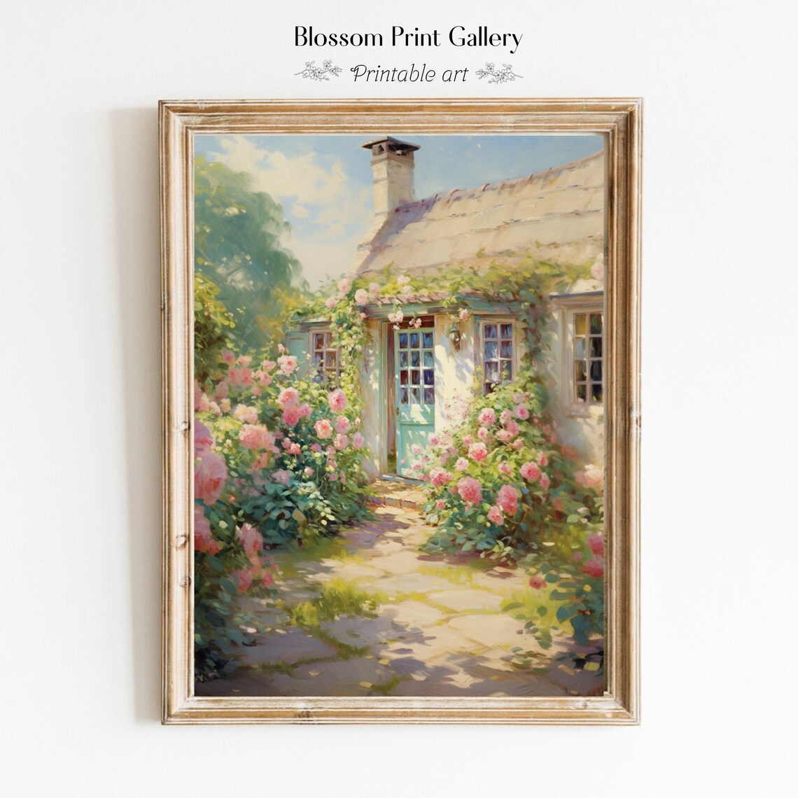 Rustic Cottage Garden Vintage Oil Painting Art Print