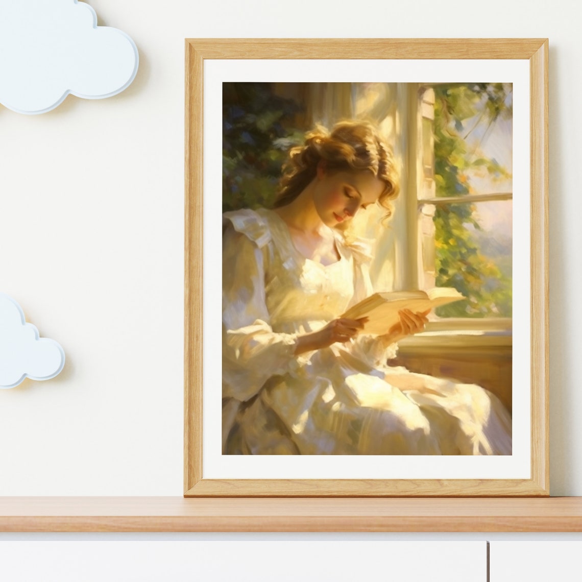 Woman Reading By Sunny Window In Cozy Vintage Room Art Poster