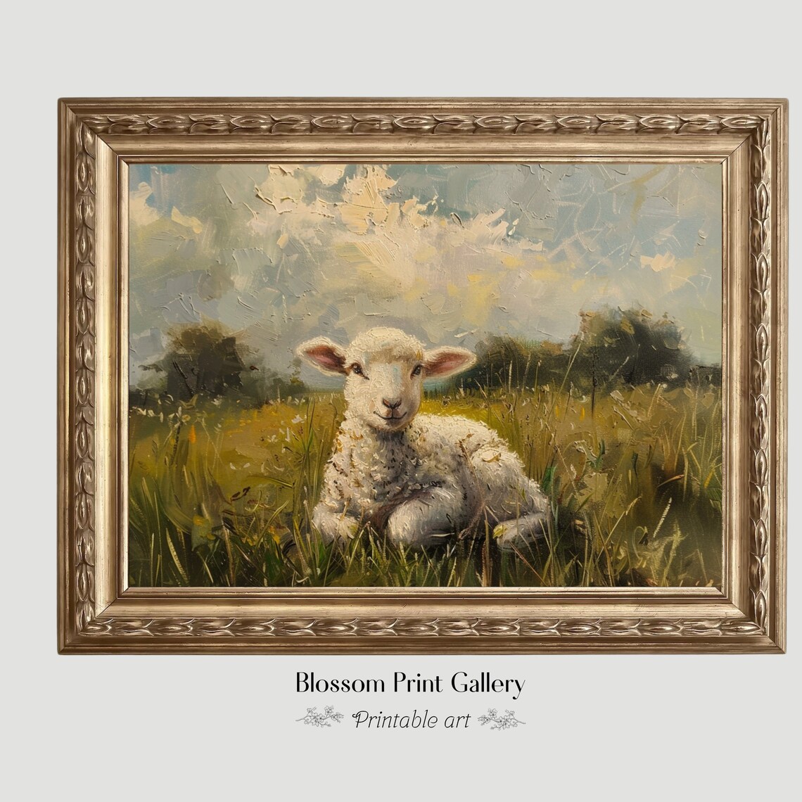 Easter Lamb Rustic Countryside Art Print