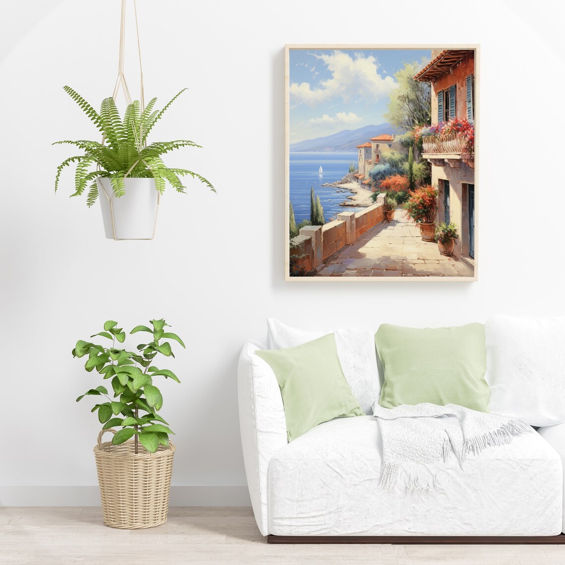 Mediterranean Coastal Village Terrace Blue Sea Summer Poster - Image 6
