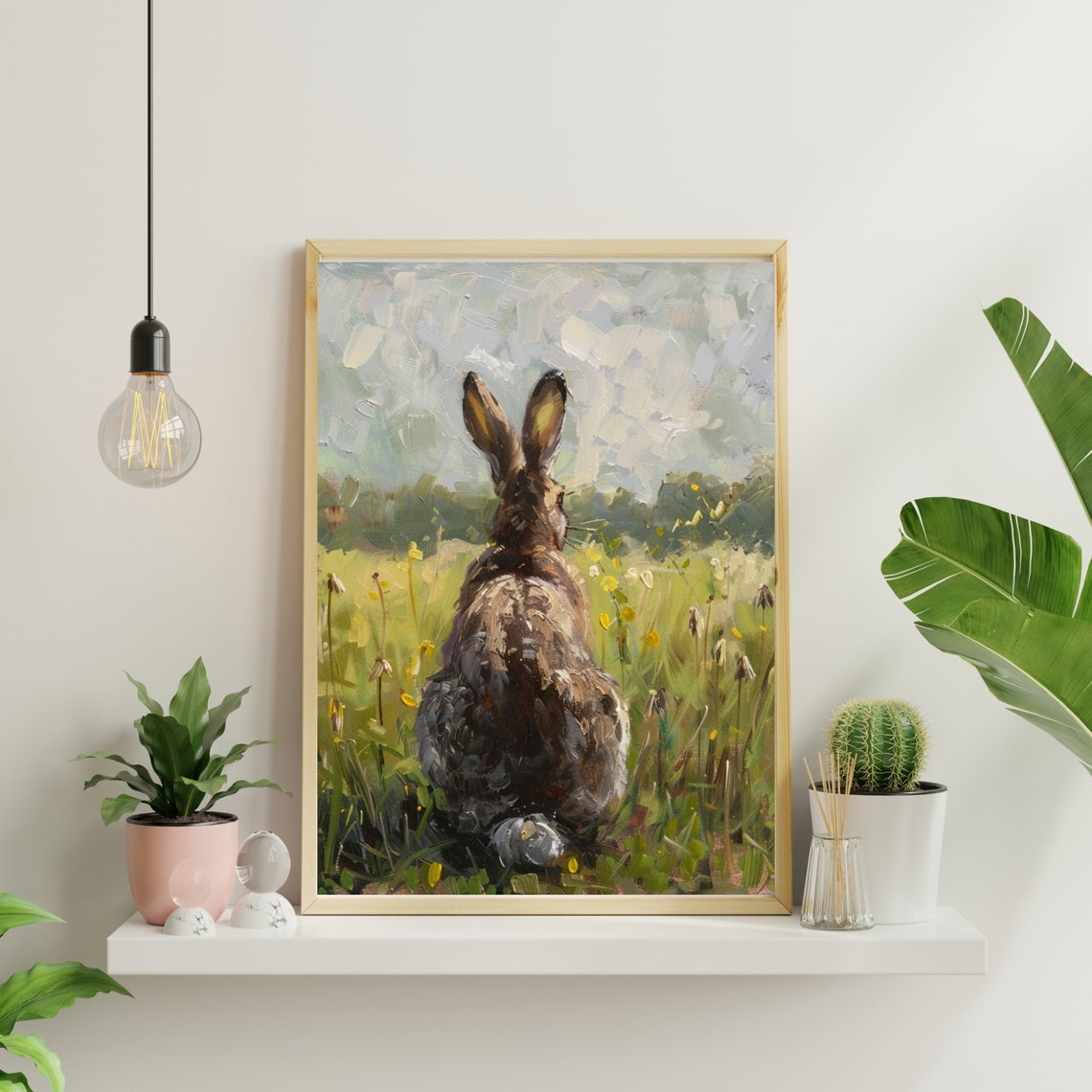 Rabbit In Wildflower Meadow Impressionist Bunny Painting Poster - Image 5