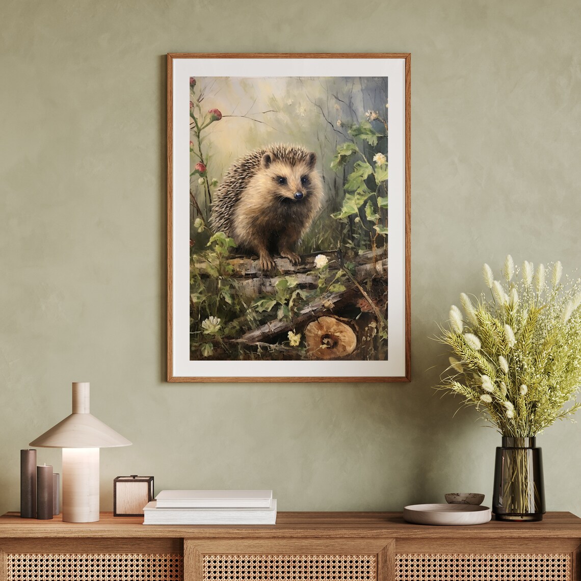 Vintage Hedgehog Painting Woodland Garden Wildflowers Poster - Image 5