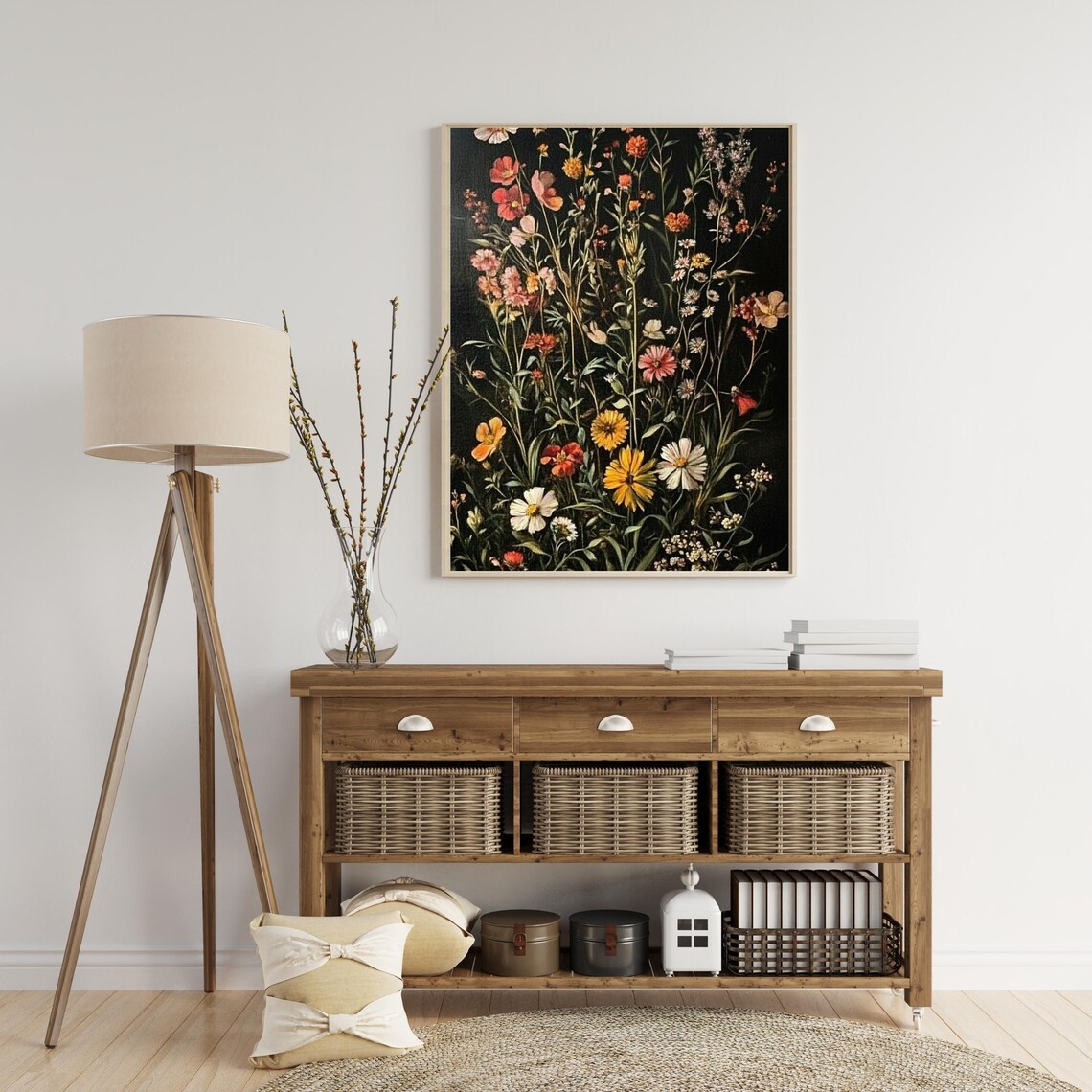 Dark Botanical Moody Floral Art Print, Vintage - Image 6