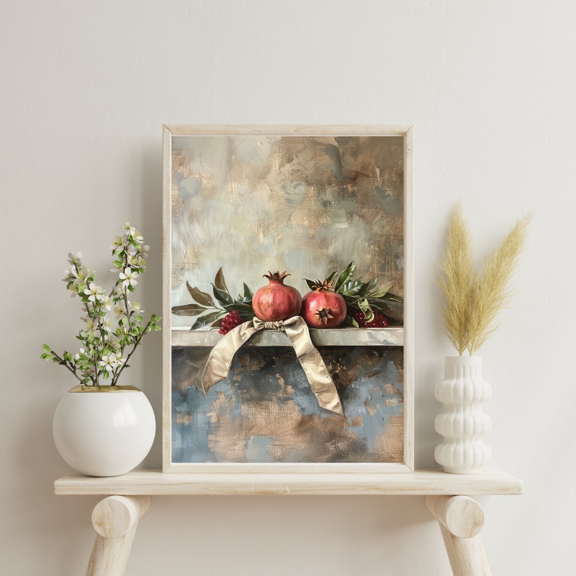 Pomegranate Ribbon Still Life Berries Impressionist Painting Poster - Image 6
