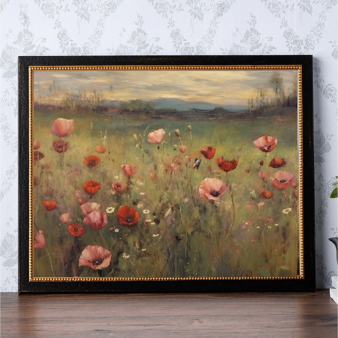 Poppies Oil Painting Vintage Landscape Wall Art Vintage Flower Field Print Antique Decor Floral Art 369 - Image 6