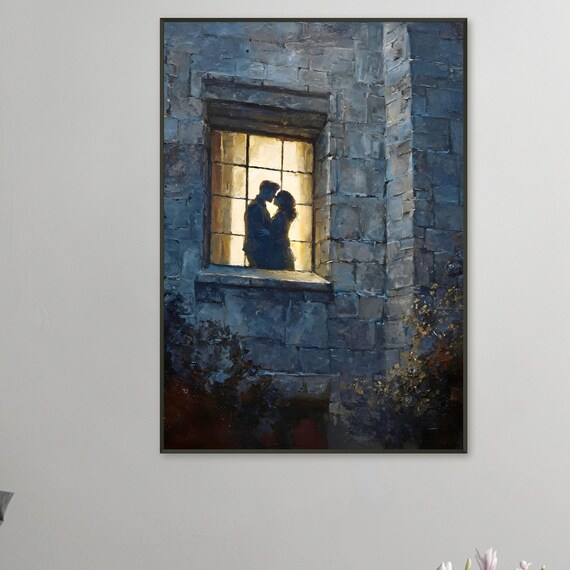 Dark Academia Oil Painting Victorian Couple Moody Romance Artwork