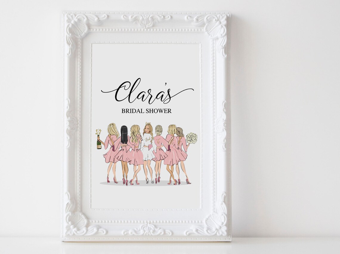Personalized Bridal Shower Welcome Sign Bride and Bridesmaids Wall Art - Image 3