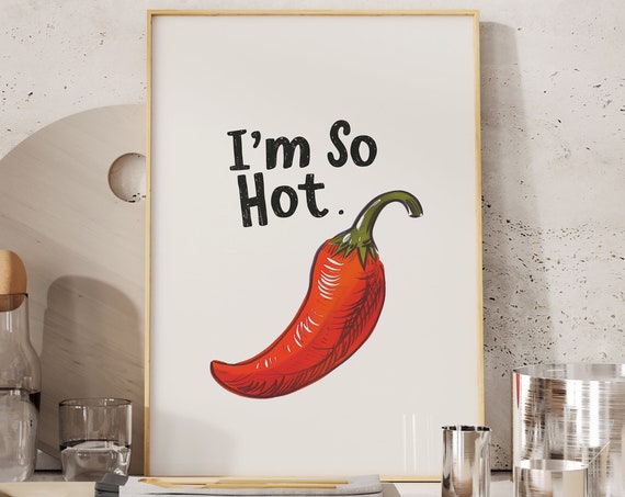 Red Chili Pepper Poster Retro Kitchen Wall Art Funny Kitchen Print Kitchen Art Funny Poster Maximalist Wall Art