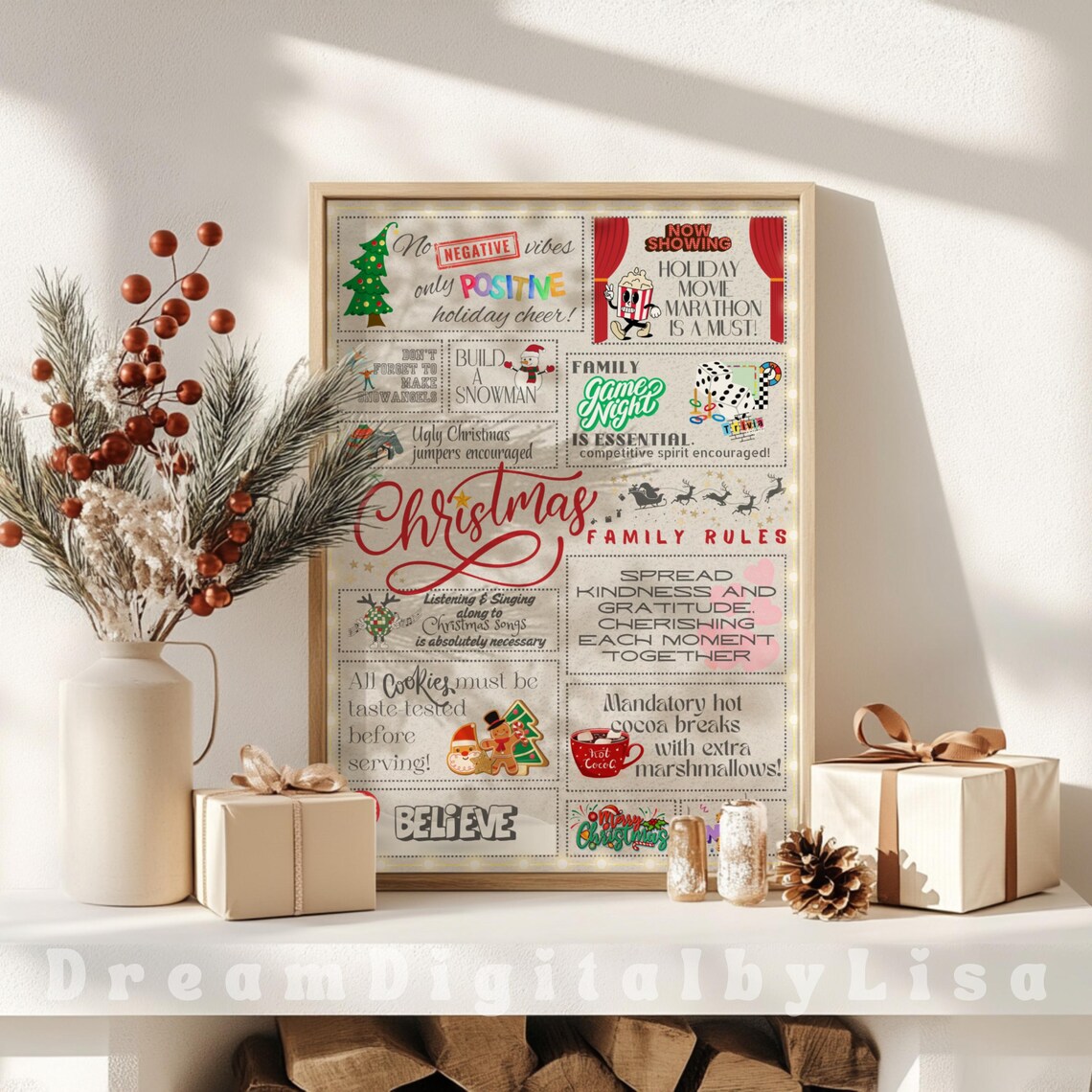 Christmas Family Rules Holiday Decor Poster - Image 2