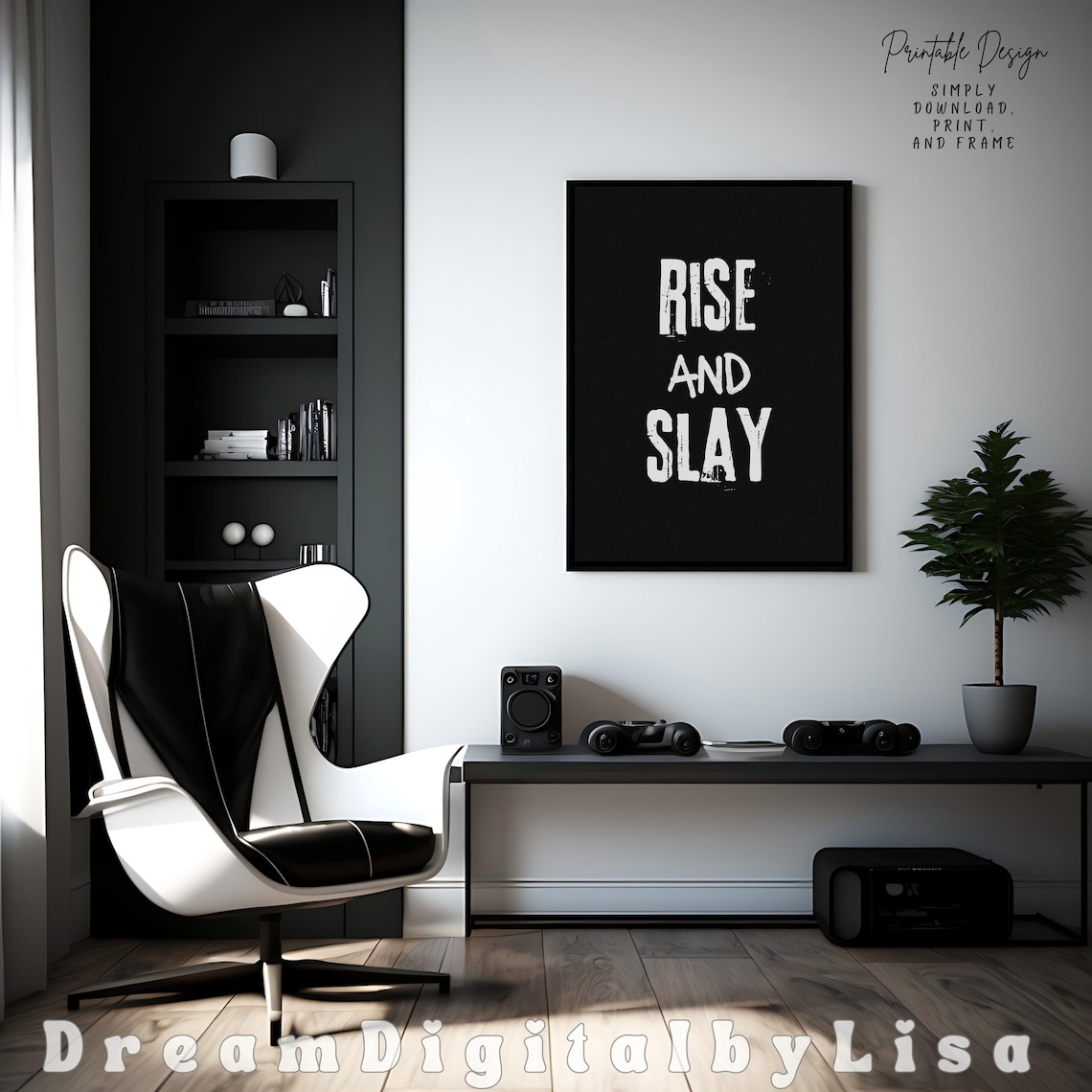 Rise And Slay Bold Black Empowerment Motivational Quote Poster - Image 2
