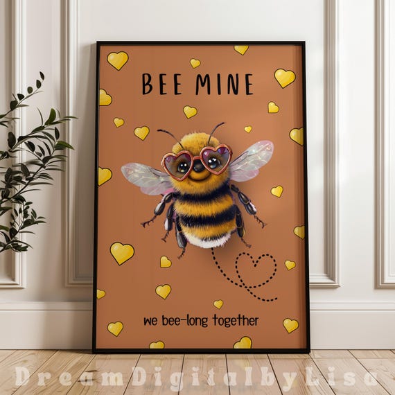 Bumble Bee Love Valentines Day, Cute Bee Illustration