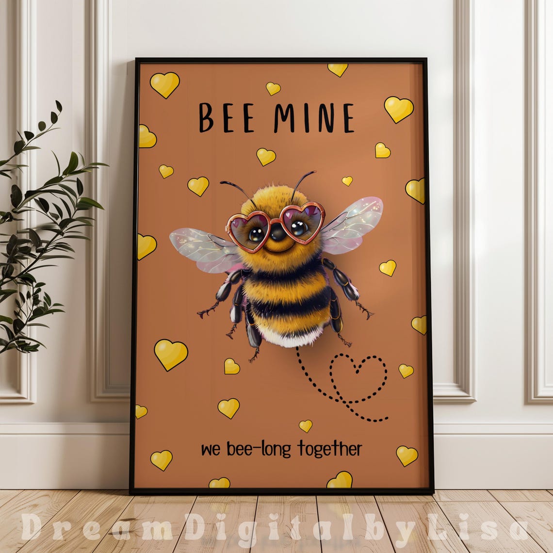 Bumble Bee Love Valentines Day, Cute Bee Illustration