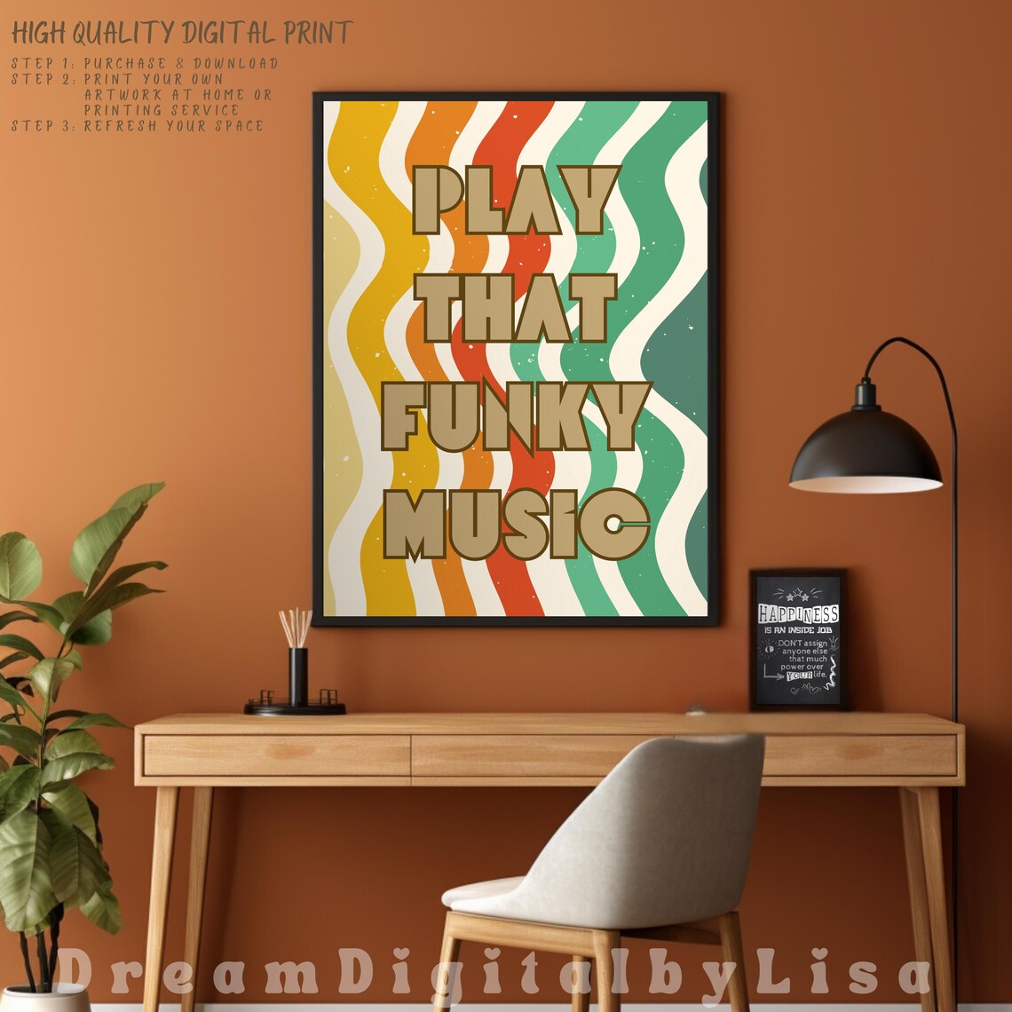 Play That Funky Music Colorful Retro Wavy Stripes Lyric Poster - Image 4