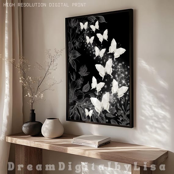 Butterfly Print Black And White Origami Butterflies Print Butterfly Gifts Butterfly Poster Modern Home Wall Decor Instant