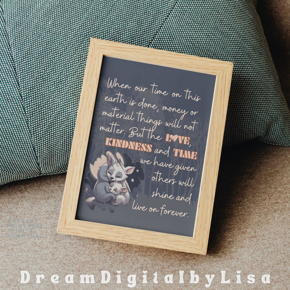 Love Kindness Time Quote Poster Cute Foxes Sentimental Gift Artwork - Image 4