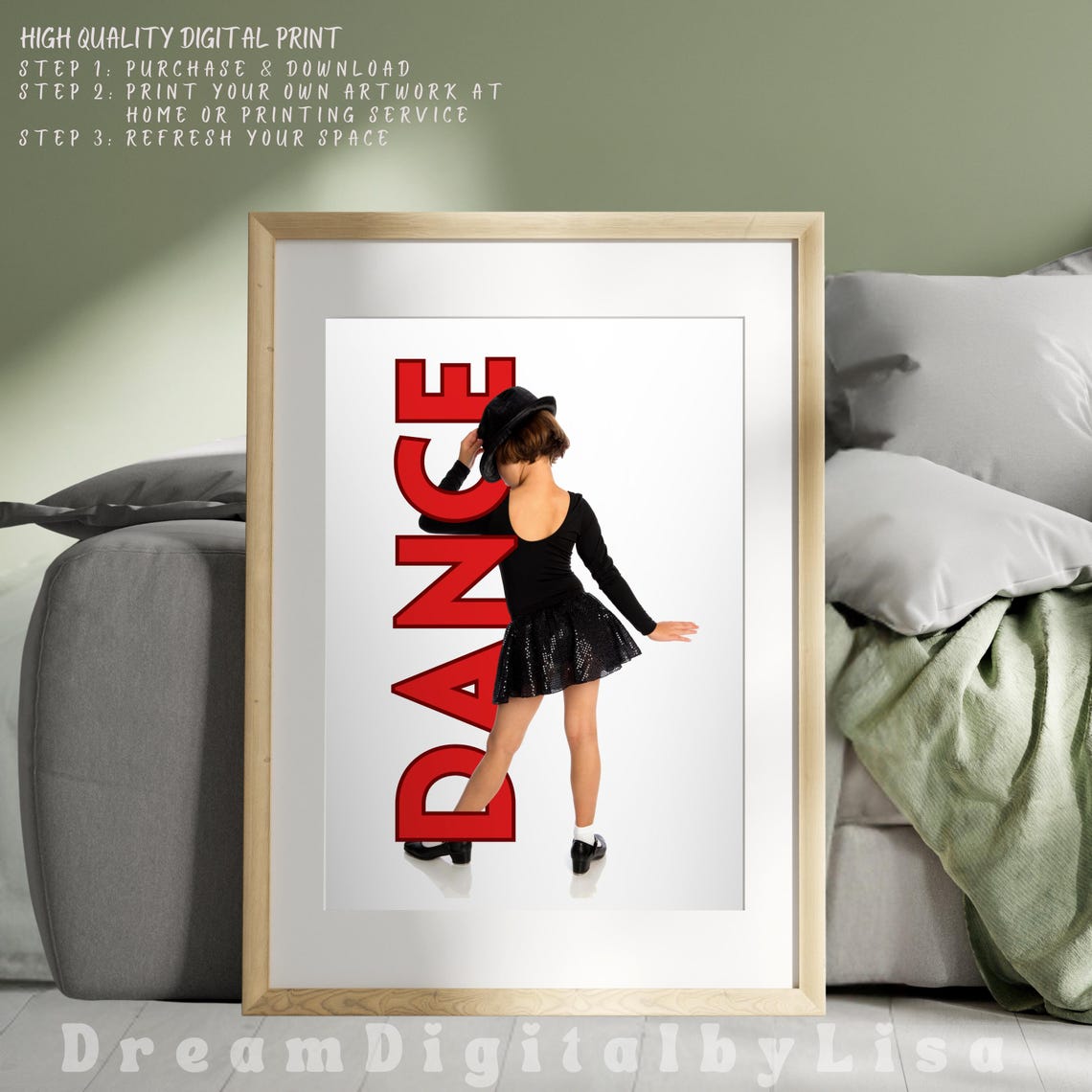 Dance Tap Dancer Poster Red Typography Ballet Jazz Dance Studio Art - Image 4