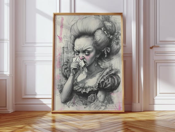 Funny Baroque Lady Bathroom Print Sassy Victorian Woman Art