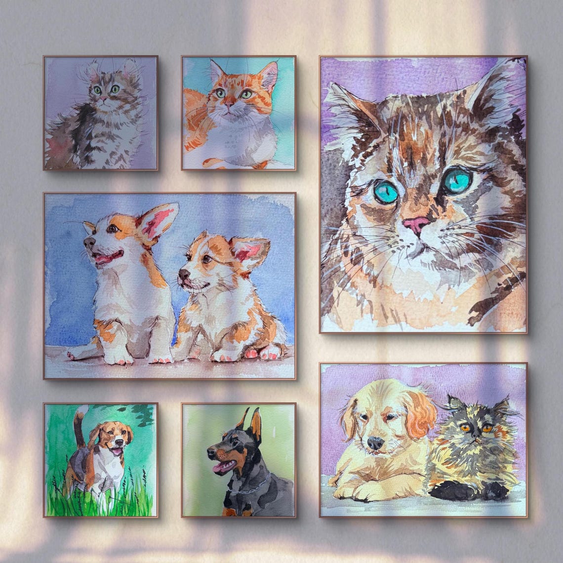 Custom Watercolor Pet Painting Custom Pet Portrait From Photo Cat Wall Art Custom Dog Painting Watercolor Pet Portrait Wall Art - Image 4
