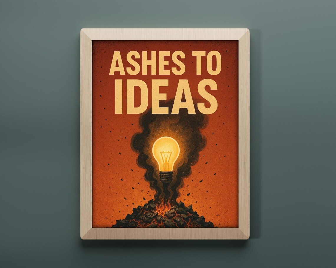 Ashes To Ideas Inspirational Quote Art Print - Image 3