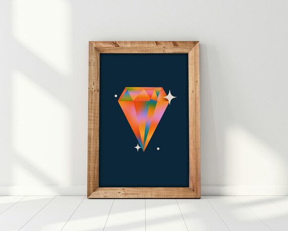 Gem Art Print, Vibrant Crystal Illustration