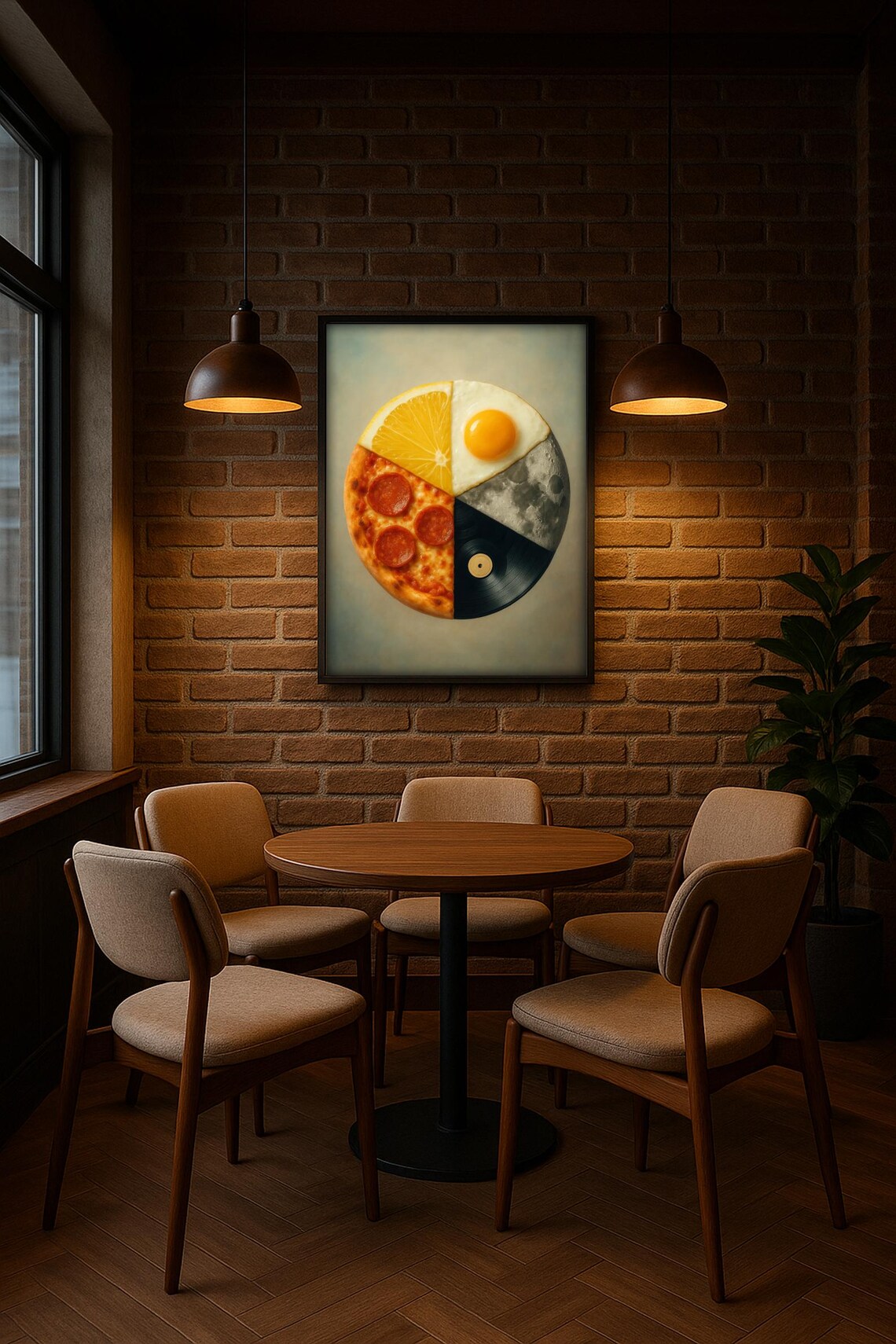 Surreal Food Space Collage, Whimsical Modern Poster - Image 3