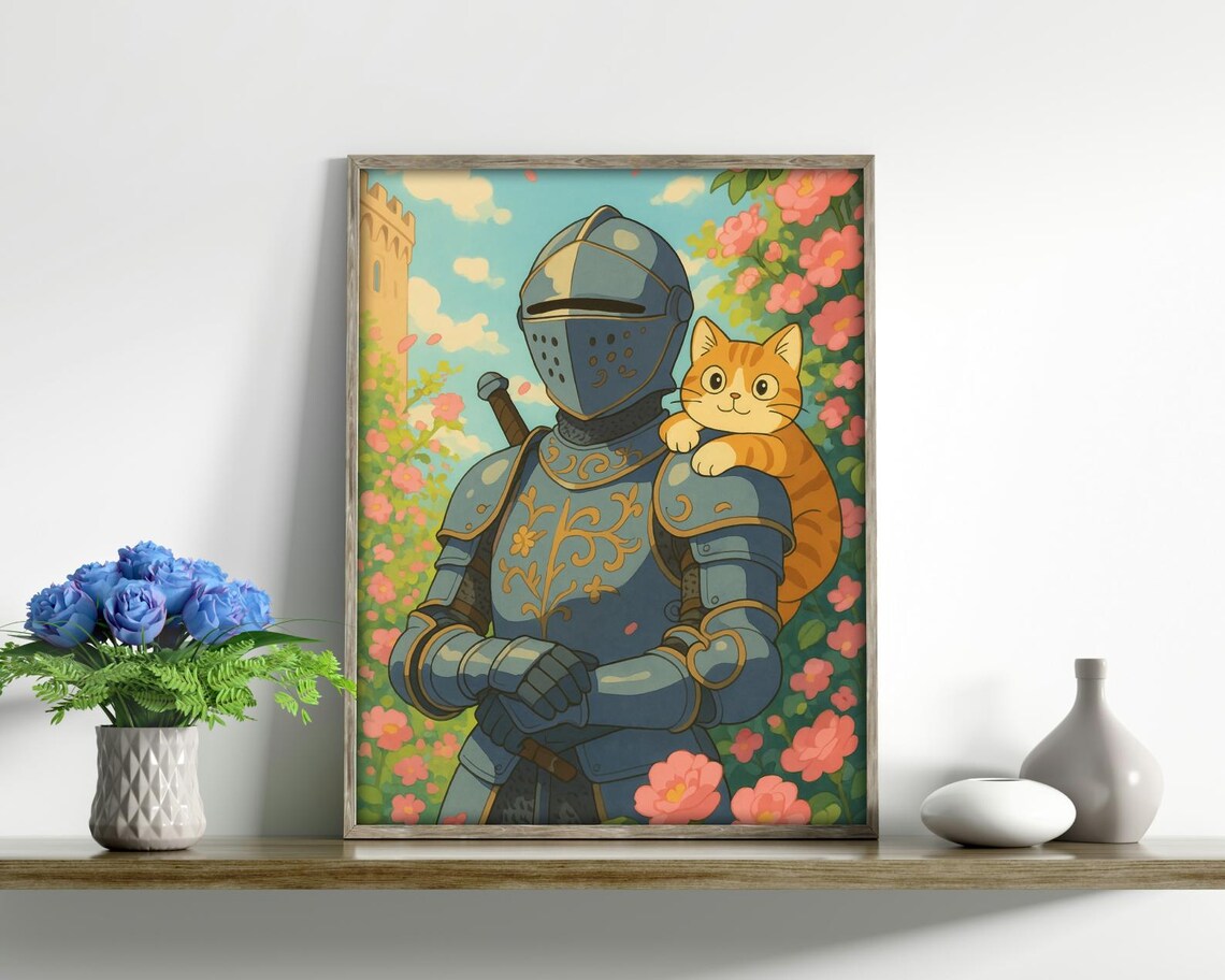 Knight and Cat, Medieval Fantasy Art - Image 4