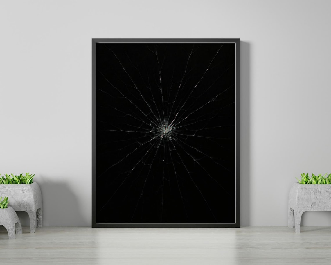 Shattered Glass Minimalist, Cracked Darkness Illustration - Image 2