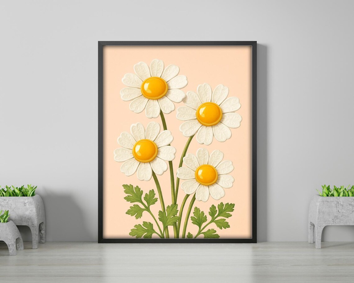 Whimsical Ceramic Daisy Egg Flowers, Kitchen Decor - Image 2