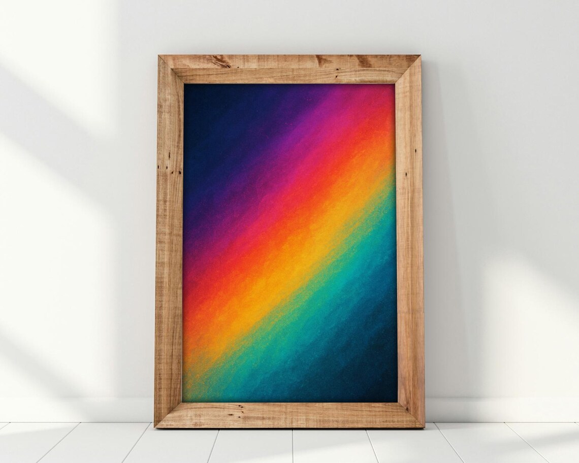 Retro Rainbow Gradient, Textured Vaporwave Poster - Image 2