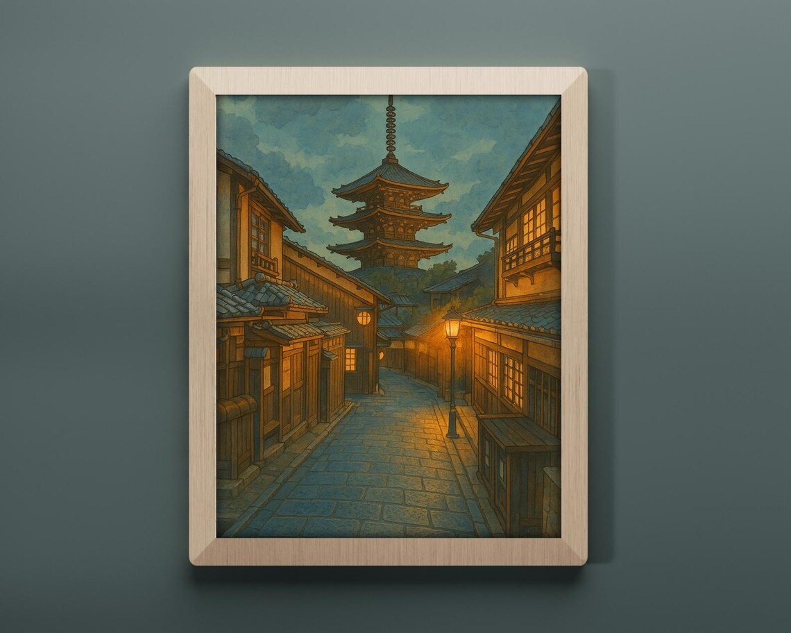 Japanese Street at Dusk, Asian Landscape - Image 4