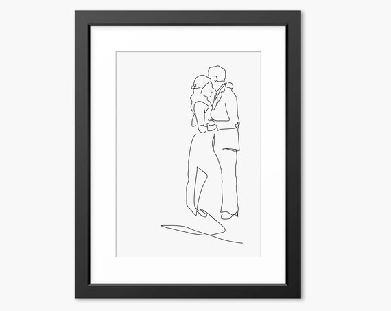 Father Daughter Print Father Daughter Gift Wedding Gift Wedding Portrait Family Portrait Memory Line Art Line Drawing Gift For Dad