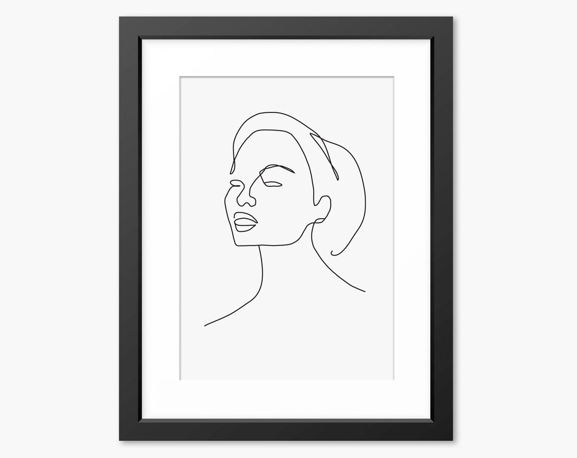 Woman Face Single Continuous Line Drawing Abstract Profile Poster