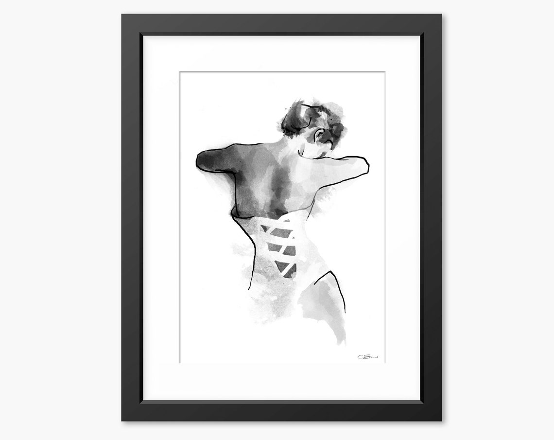 Wall Art Print Female Art Print Nordic Print Painting Of Woman Female Art Black And White Art Modern Wall Art Contemporary Art