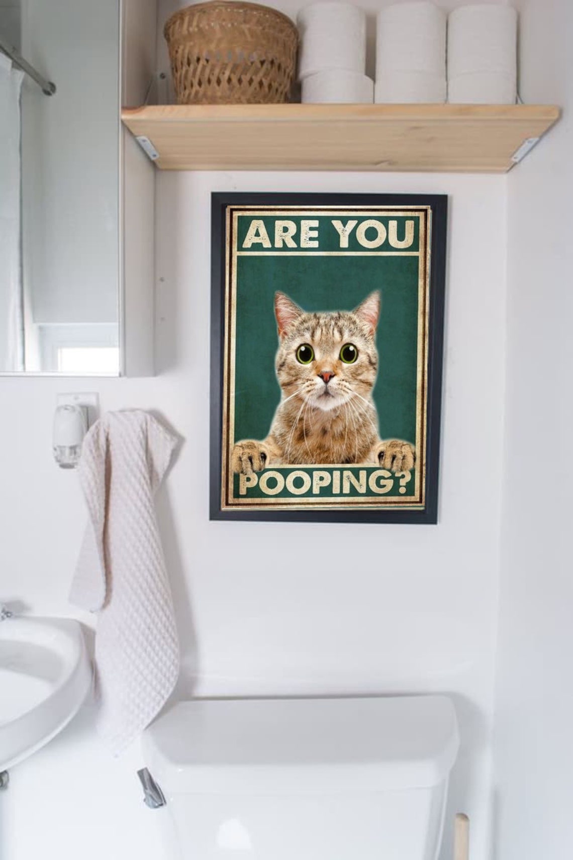 Are You Pooping Yellow Cat Bathroom Decor Wall Art For Bathroom Funny Art Home Decor Funy Wall Art - Image 2
