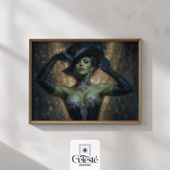 Gothic Showgirl Witch Print Glam Halloween Wall Art