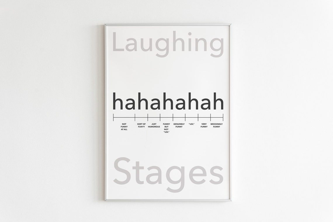 Laughing Stages Hahaha Black White Funny Typography Wall Poster