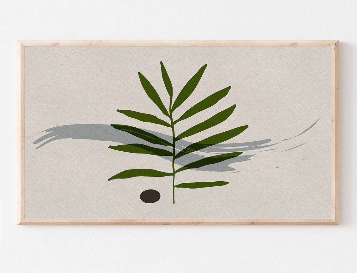 Olive Branch Minimalist Green Botanical Zen Style Art Poster
