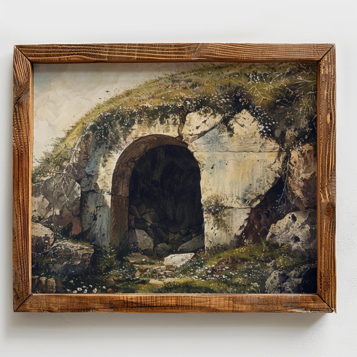 Empty Stone Tomb Entrance Easter Morning Christian Resurrection Art Print - Image 2