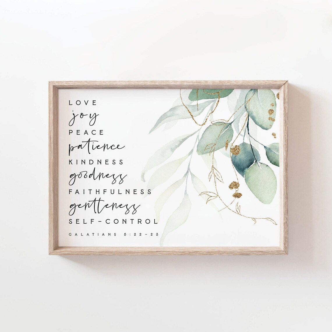 Fruit of the Spirit Bible Verse Sign, Farmhouse Art Print