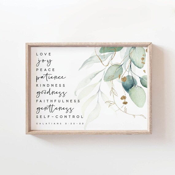 Fruit of the Spirit Bible Verse Sign, Farmhouse Art Print