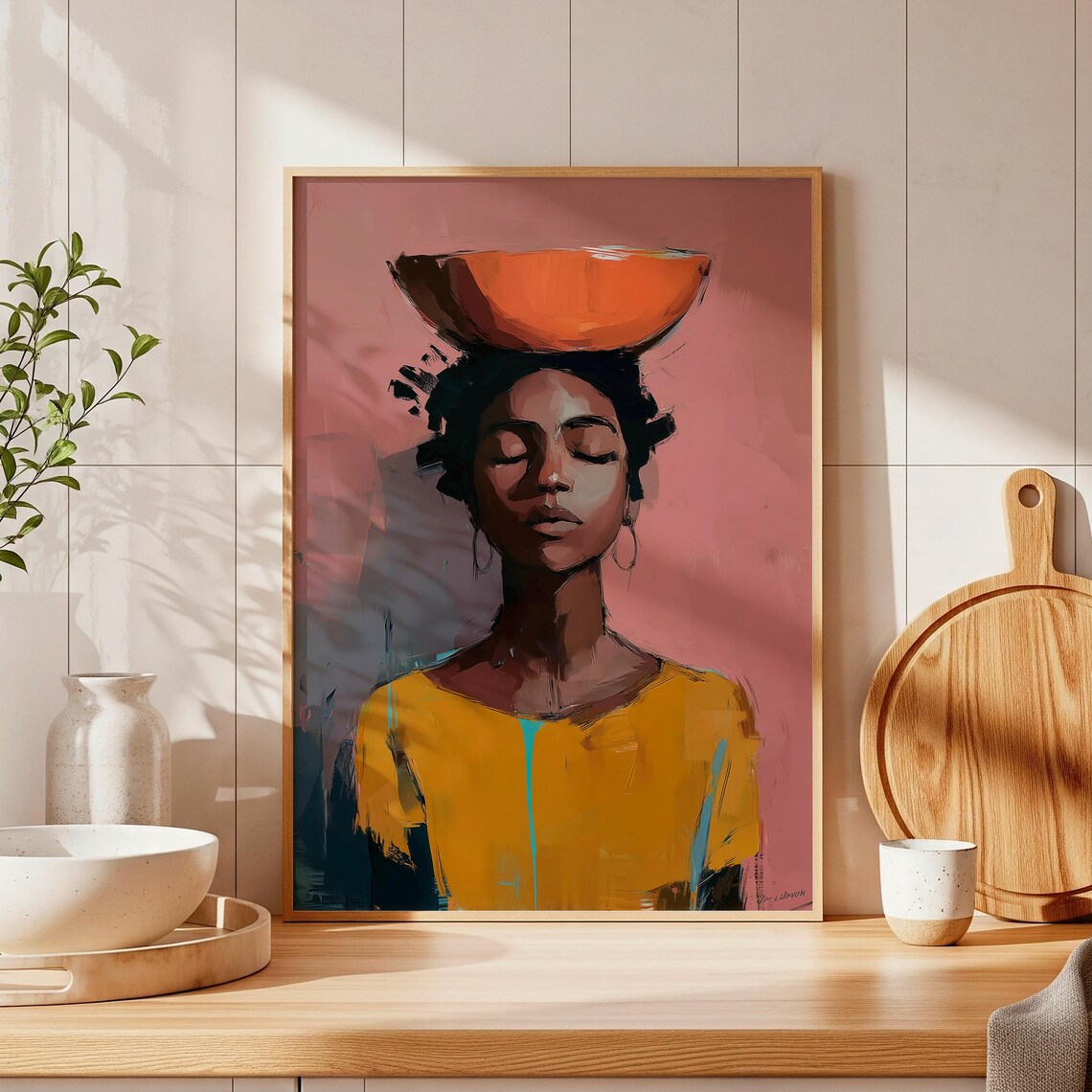 Black Woman Wall Art, Afrocentric Abstract Decor