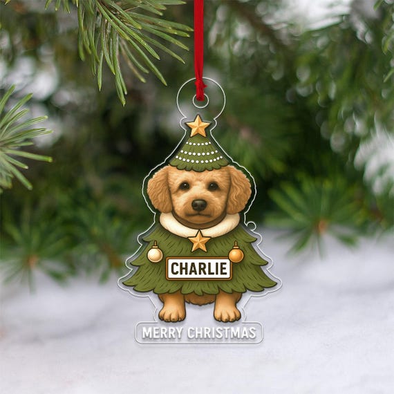 Personalized Dog Name Face Ornament Christmas Tree Poodle Gift For Lover Funny