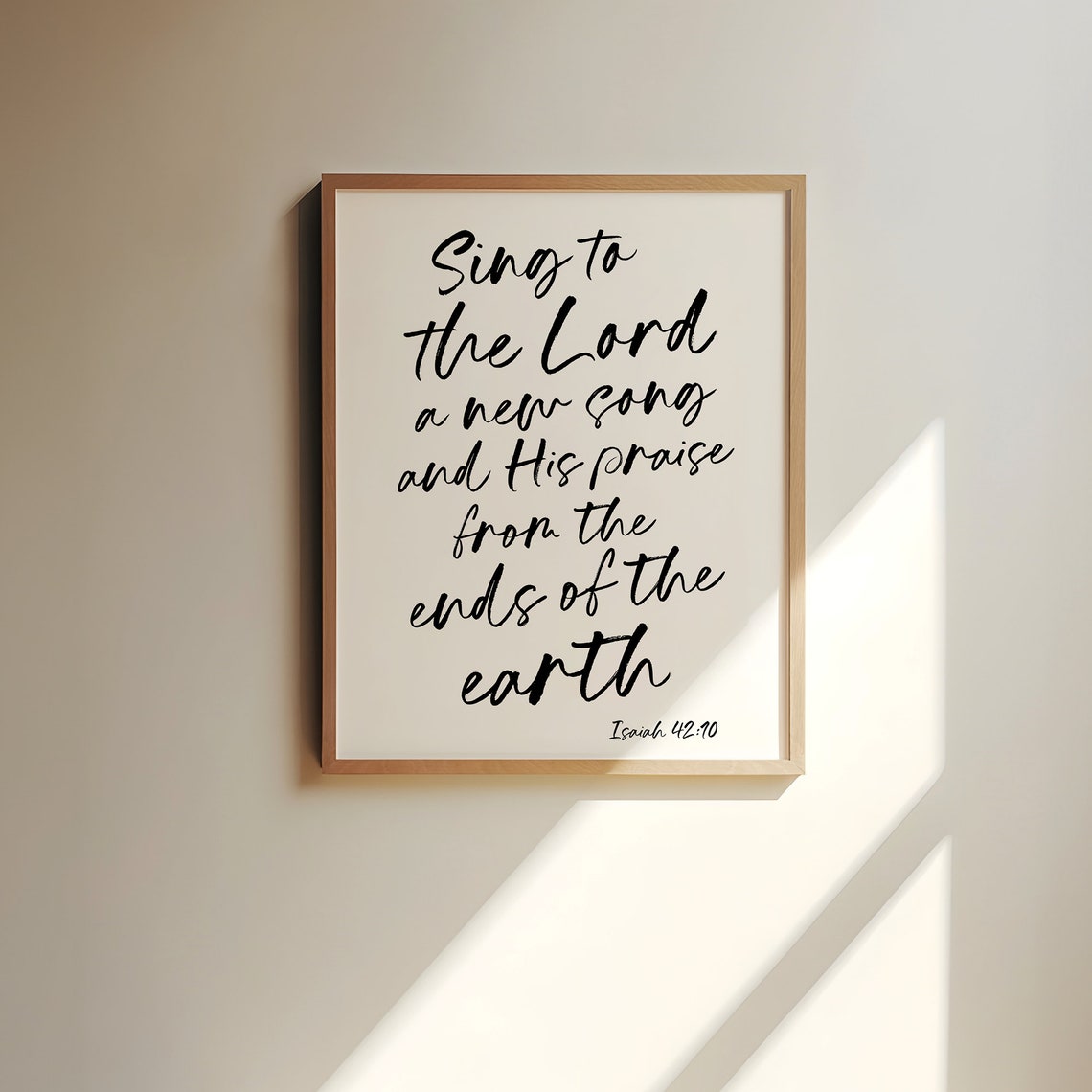 Calligraphy Bible Art Print Pretty Scripture Wall Art Sing To The Lord Isaiah 42 Art Print Minimalist Christian Wall Decor - Image 2