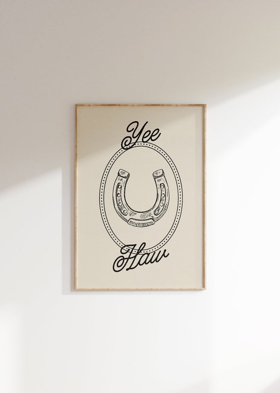 Yeehaw Art Print Black Minimalist Western Wall Art Poster Cowgirl Vintage Country Art Cute Apartment Decor Southern Hospitality Print
